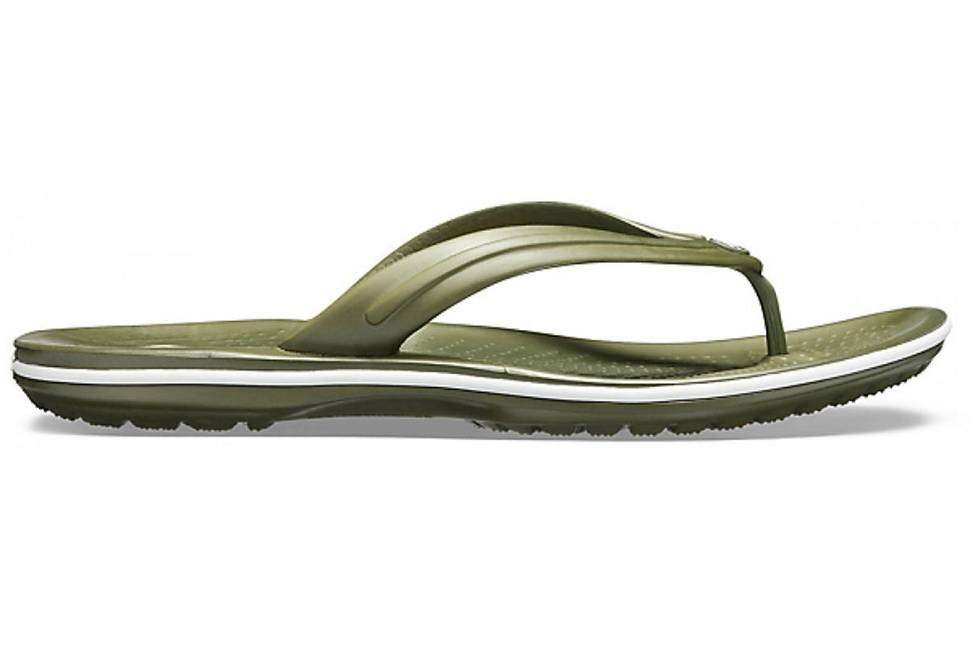 Crocs в'єтнамки Хакі Crocband Flip Flops Army Green/White — фото 5