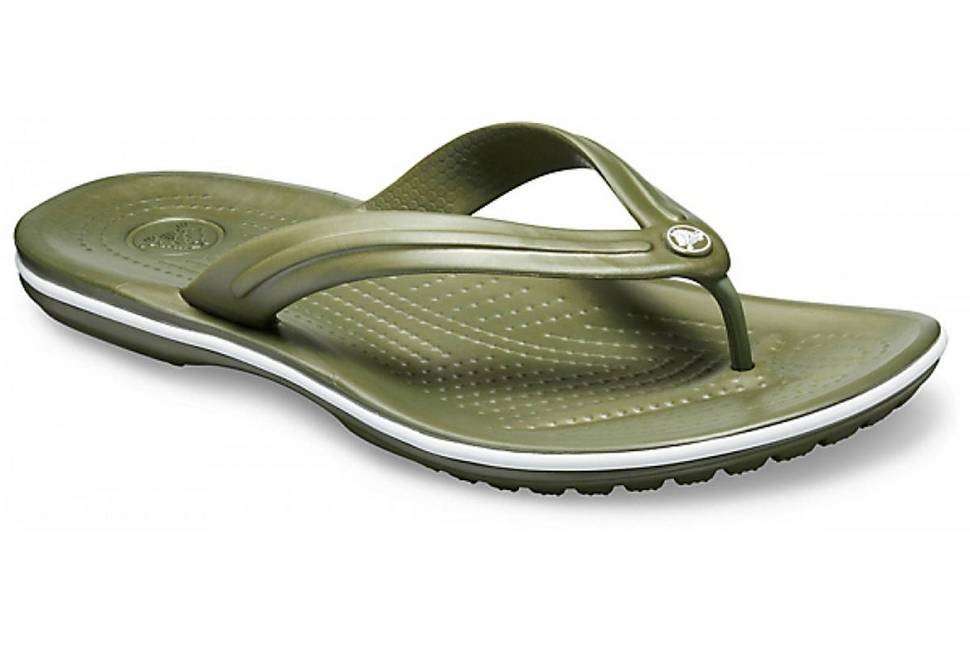 Crocs в'єтнамки Хакі Crocband Flip Flops Army Green/White — фото 6